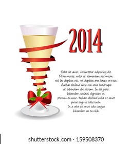 vector holiday background with one glass of champagne 