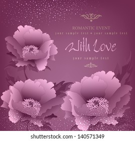 vector holiday background with peony flowers