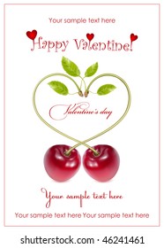 Vector holiday background. Valentine's day. Ripe cherries.
