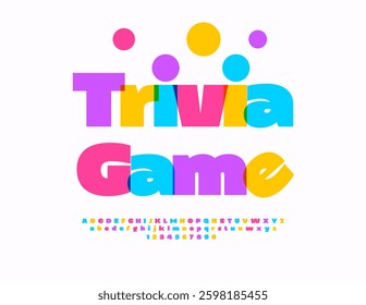 Vector Holiday badge Trivia Game. Joyful Colorful Font. Watercolor Alphabet Letters and Numbers set.