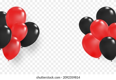 Vector holiday balloons on isolated transparent background. Multicolored balloons png. Holiday, birthday.
