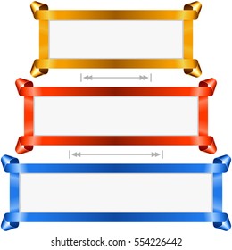 Conjunto de banners de feriado vetorial. Quadro de galhardetes dourado, vermelho e azul