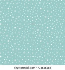 Vector Holiday or Birthday Seamless pattern. Hand Drawn Doodle Stars, Confetti pieces. Festive Background