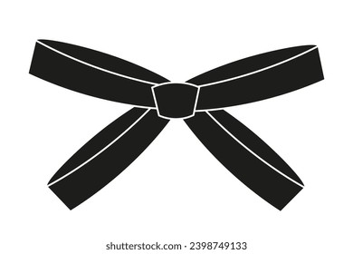 Vector Holiday Black Silhouette Ribbon Bow Design Element Isolated on white background. Black Friday Big Sale Gift Tie. Realistic Stylish Price Tag. Christmas and new year Decorative Element.