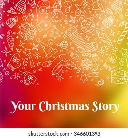 Vector holiday blur background with typographic elements