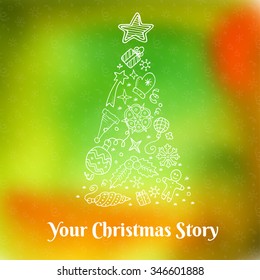 Vector holiday blur background with typographic elements