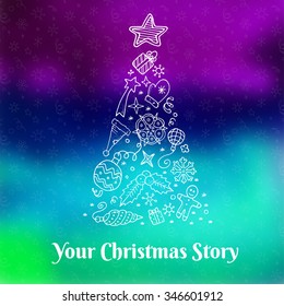 Vector holiday blur background with typographic elements