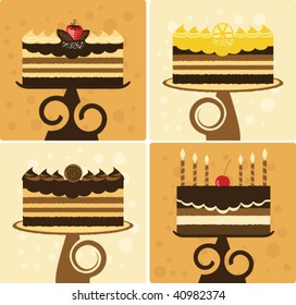 Vector Holiday Cakes Collection
