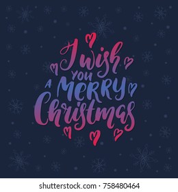 Vector Holiday calligraphy - I wish you a Merry Christmas. Vector clipart. New Year and Christmas decoration.