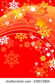 vector holiday card with a background of stars and snowflakes
