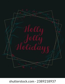 Vector holiday card with elegant floral wreath