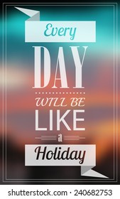 Vector holiday card with typography design. City blur. Eps10