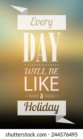 Vector holiday card with typography design. Blur background. Eps10