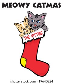 vector holiday cats in Christmas stocking