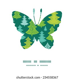 Vector holiday christmas trees butterfly silhouette pattern frame