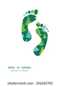 Vector holiday christmas trees footprints silhouettes pattern frame