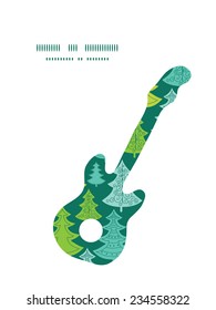 Vector holiday christmas trees guitar music silhouette pattern frame