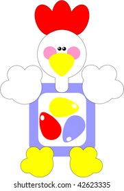 Vector. Holiday cock gift egg in color 01. More Cartoons see in portfolio