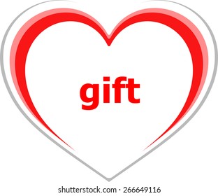 vector holiday concept, gift word on love heart