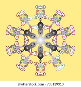Vector. Holiday design for Christmas and New Year fashion prints. Christmas pattern with snowflakes abstract background. Yellow, gray and white snowflakes.