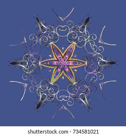 Vector. Holiday design for Christmas and New Year fashion prints. Violet, gray and neutral snowflakes. Christmas background with snowflakes abstract background. Vector.