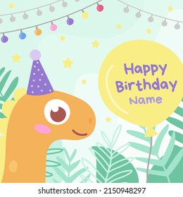Vector holiday dinosaurs. Happy birthday. Illustration for holiday, birthday, party, invitations, banners, kindergarten, preschool and children's room decoration, print