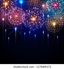 Vector holiday festival colorful firework. Independence day