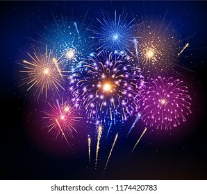 Vector holiday festival colorful firework. Independence day
