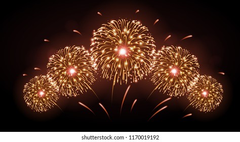Vector holiday festival golden firework. Independence day