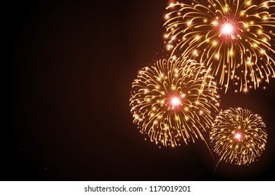 Vector holiday festival golden firework. Independence day