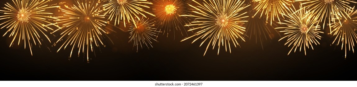 Vector holiday festival golden firework. Independence day, Christmas, New Year party