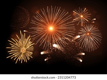 Vector holiday festival golden firework. Independence day, Christmas, New Year party - Shutterstock ID 2311204773