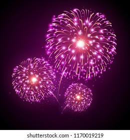 Vector holiday festival pink firework. Independence day