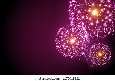 Vector holiday festival pink firework. Independence day