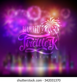 Vector holiday firework blurred background