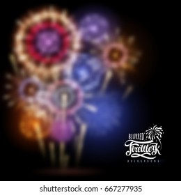 Vector holiday firework blurred background