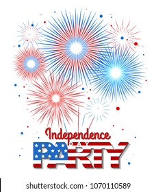 Vector holiday firework. Independence day of America