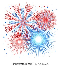 Vector holiday firework. Independence day of America