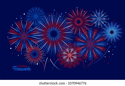 Vector holiday firework. Independence day of America