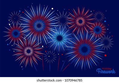 Vector holiday firework. Independence day of America