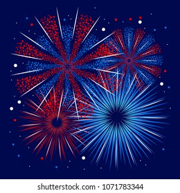 Vector holiday firework. Independence day of America