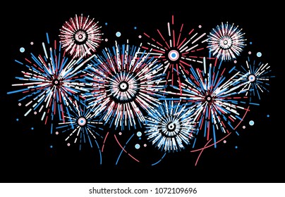 Vector holiday firework. Independence day of America