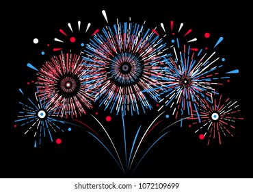Vector holiday firework. Independence day of America