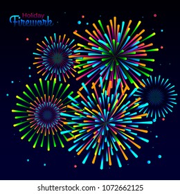 Vector holiday firework. Independence day of America