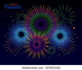 Vector holiday firework. Independence day of America