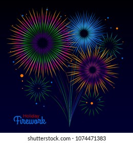 Vector holiday firework. Independence day of America