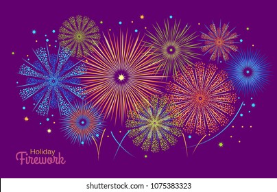 Vector holiday firework. Independence day of America