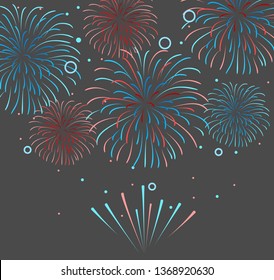 Vector holiday firework. Independence day of America