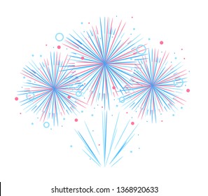 Vector holiday firework. Independence day of America