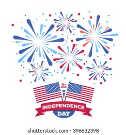 Vector holiday firework. Independence day of America